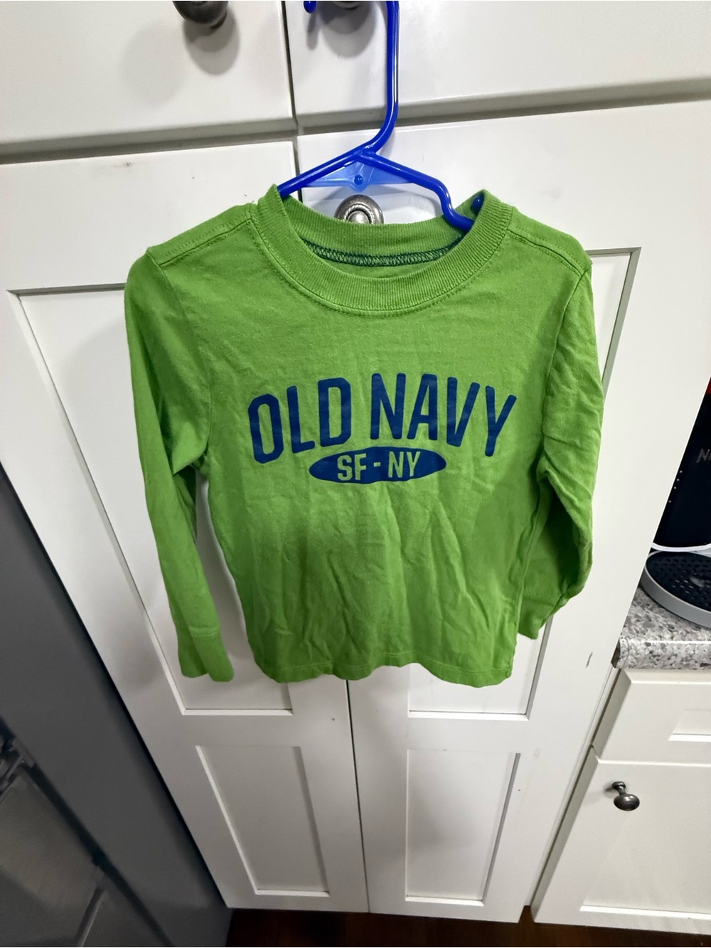 Old Navy Lime Green Long-Sleeve Tee with Blue Logo